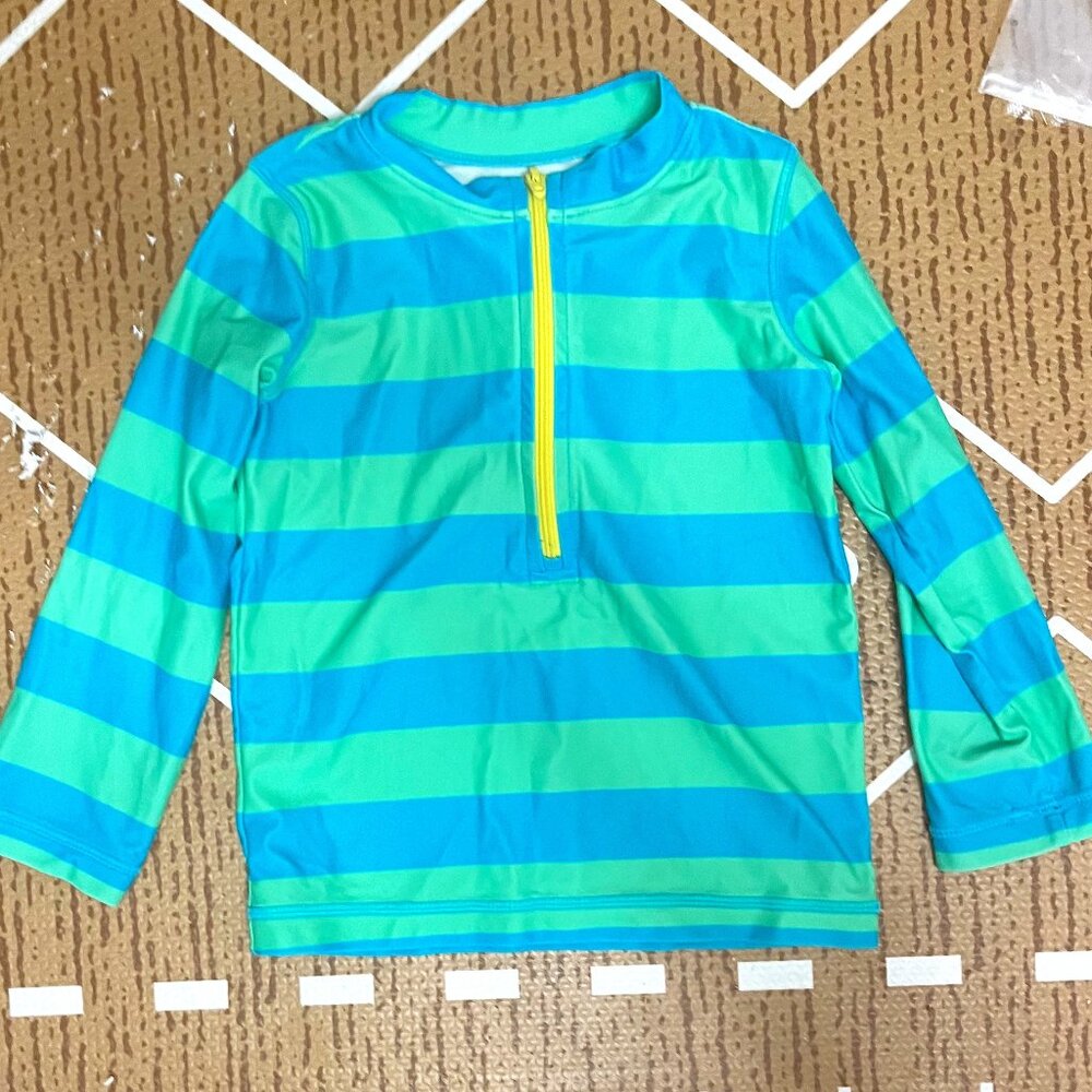 GUC Primary Green and Blue Striped Long-Sleeved Rashguard (12-18 Mos)